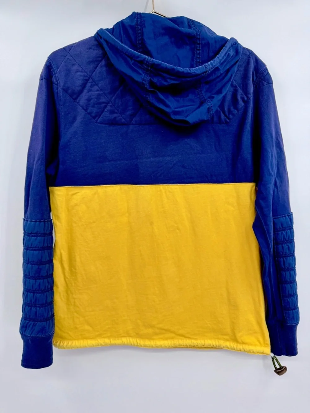 POLO RALPH LAUREN Colorblock Quilted Anorak Hoodie Blue Yellow